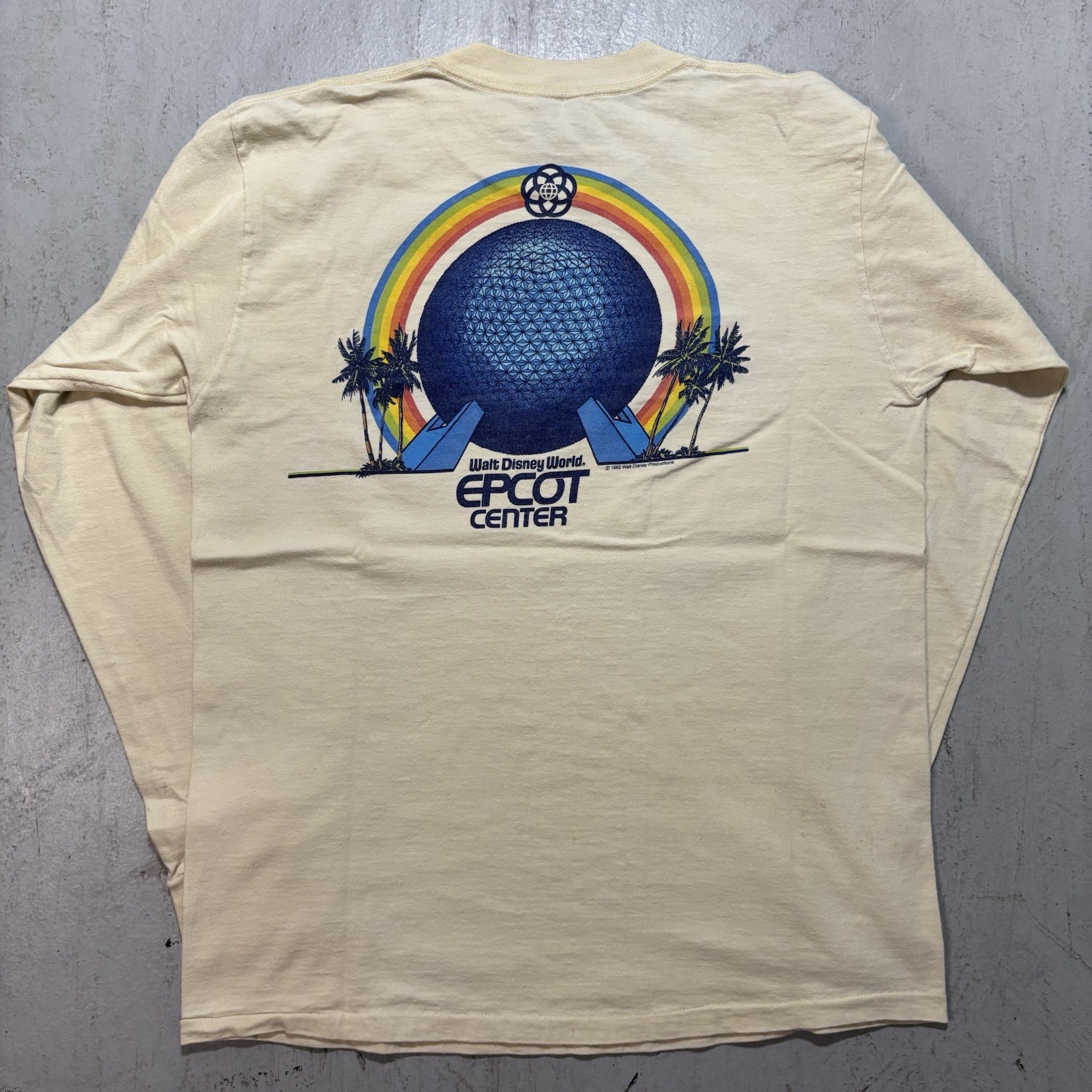 Vintage 1982 Walt Disney World Epcot Center Retro Rainbow Longsleeve T Shirt L