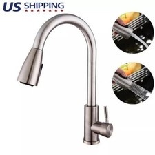 Commercial Stainless Steel Kitchen Sink Faucet Pull Down Sprayer Spring Mixer