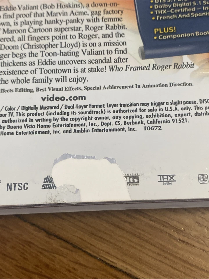Who Framed Roger Rabbit VISTA SERIES 2 Disc Special Edit Region FREE USA IMPORT - image 4 of 4