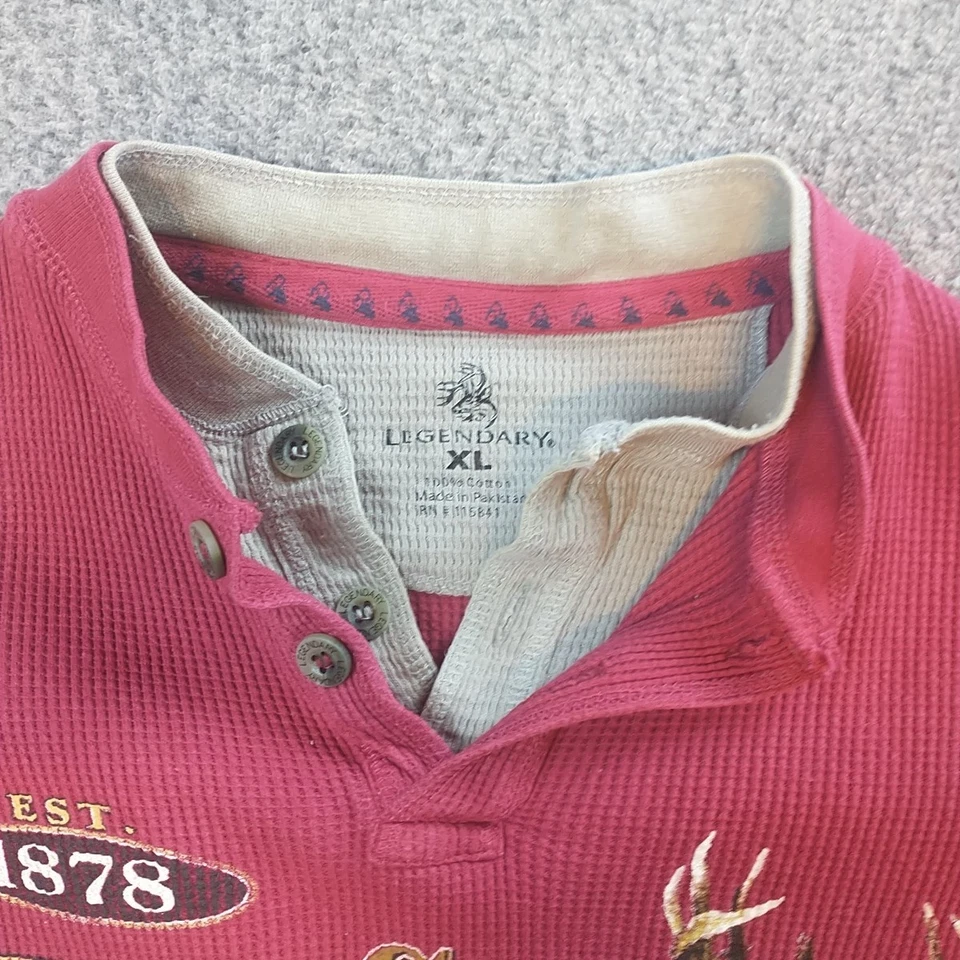 Legendary Whitetails Sudadera Para Hombre XL Henley Ciervo Campamento Caza Aire Libre Foto 3 de 4