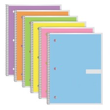 8x10.5 Inch Spiral Notebook, 1 Subject, 70 Sheets, Pastel Multicolor