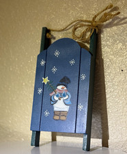 Snowman Christmas Door Decor Hanger, Wooden Vertical Hanging