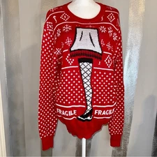 A Christmas Story Leg Lamp Red Sweater Ugly Christmas Sweater Festive Ladies