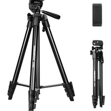 134 cm Leichtes Smartphone-Stativ, Aluminium-Stativ mit Handyhalterung, Kompa...