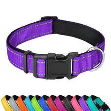 PWOD Reflective Dog Collar Adjustable Soft Neoprene Padded Nylon Pet Collars ...