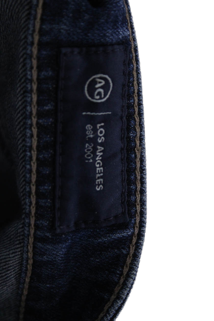 AG Women Cropped Wide Leg Jeans Dark Blue Mid Rise Button Size 28 thumbnail 4
