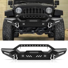 Front Bumper W 4 Led Lights D-rings Fit For 2007-2018 Jeep Wrangler Jk Jku