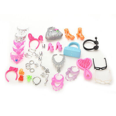 40pcs/Set Jewelry Necklace Earring Comb Shoes Crown Accessories For  Doll&BLUS