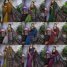 Women's printed Cotton saree with Running Blouse