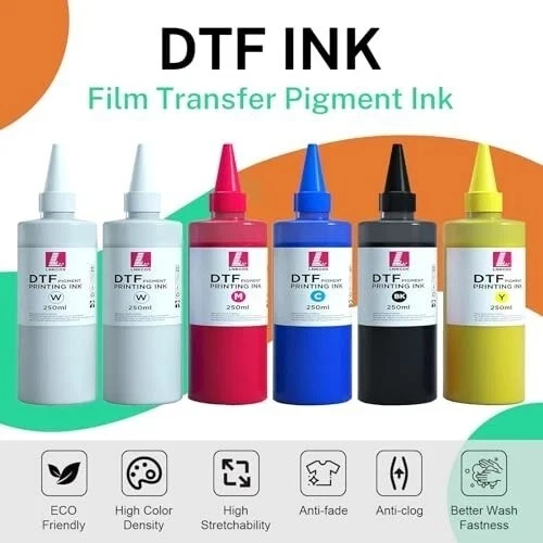 LNKCOS DTF Ink 6×250ML Refill for Heat Transfer Printing Direct to Film