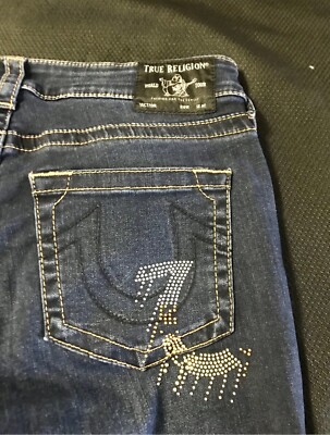 TRUE RELIGION Women Jennie Curvy Mid Rise Skinny Jeans Size 31!