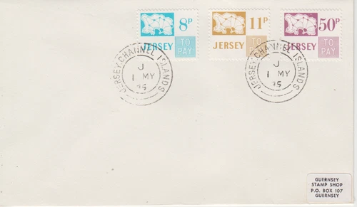 Jersey 1975 Postage Dues 8p, 11p and 50p FDC unaddressed