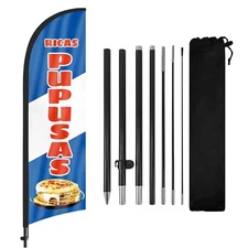 8FT Ricas Pupusas Advertising Feather Flag Banner with Pole and Ground Stake