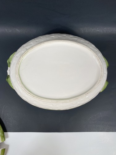 Seltene Vintage Zitronen und Orangen Majolika Korbgeflecht Suppenterrine - Bild 15 von 18