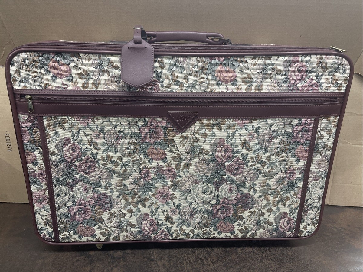 Vintage HTF 1980's Burgundy Floral Verdi Luggage Collection Vintage HTF 1980's Burgundy Floral Verdi Luggage Collection