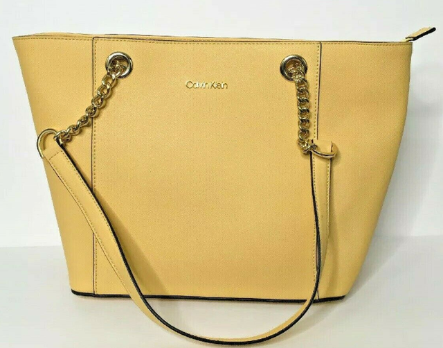 Calvin Klein Yellow Tote Handbag Purse Large Shoulder Bag eBay