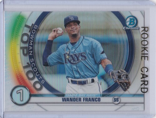 TARJETA DE NOVATO WANDER FRANCO Bowman cromada TAMPA BAY RAYS EXPLORADORES DE BÉISBOL TOP 100 - Imagen 1 de 2