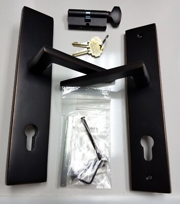Emtek Multipoint Lever Set 2x10'' Modern Brass Plates w/Helios Lever C5 RH U10B 
