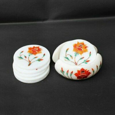 Karneolstein Coaster Set Marmor Untersetzer Pitera Dura Handmade Home Decor