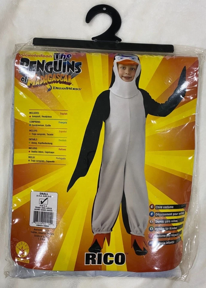 Divertido Disfraz Infantil Pingüinos de Madagascar (Rico), Talla S (4-6) TOTALMENTE NUEVO Rubíes Foto 2 de 4