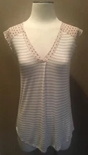 Anthropologie S Coastal Sleeveless Striped V Neck T Shirt Top