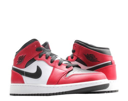Nike Air Jordan 1 Mid (grade-school) Puntera Negra criado negro/rojo Grande  Niños Zapatos 554725-069 | eBay