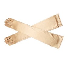 Women's Evening Party Mittens 21" Long Black/White Satin Finger Champagne