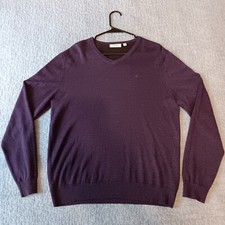 Calvin Klein CK 100 Italian Merino Wool Purple Medium V Neck Sweater Soft