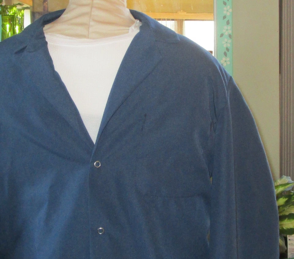 Best Medical L/S Lab Coat Knit Cuff W/ Pkt Snaps 30" Length Navy Sz XL to 5X - Image 2 of 4