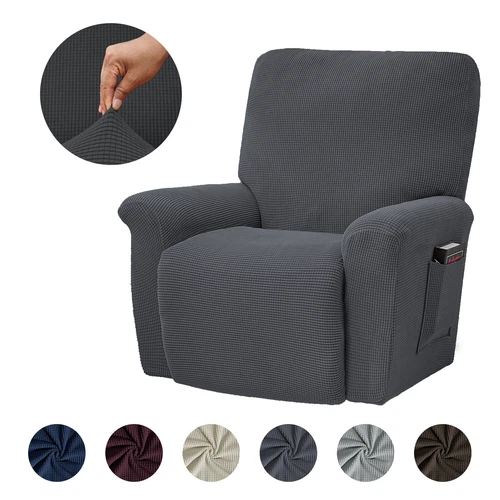 Stretch Relaxsessel Schonbezüge mit Seitentasche 4-teilig Liegesofa Bezug - Bild 53 von 116