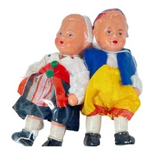 Vintage German Dolls Molded Hair Hard Plastic Germany Celluloid Boy and Girl