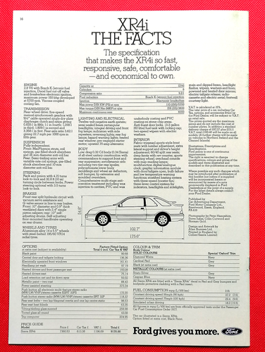 Ford Sierra XR4i 1983 folleto de ventas - ¡como nuevo! - Imagen 9 de 9