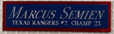 MARCUS SEMIEN RANGERS NAMEPLATE FOR AUTOGRAPHED Signed BASEBALL-BAT-PHOTO-JERSEY