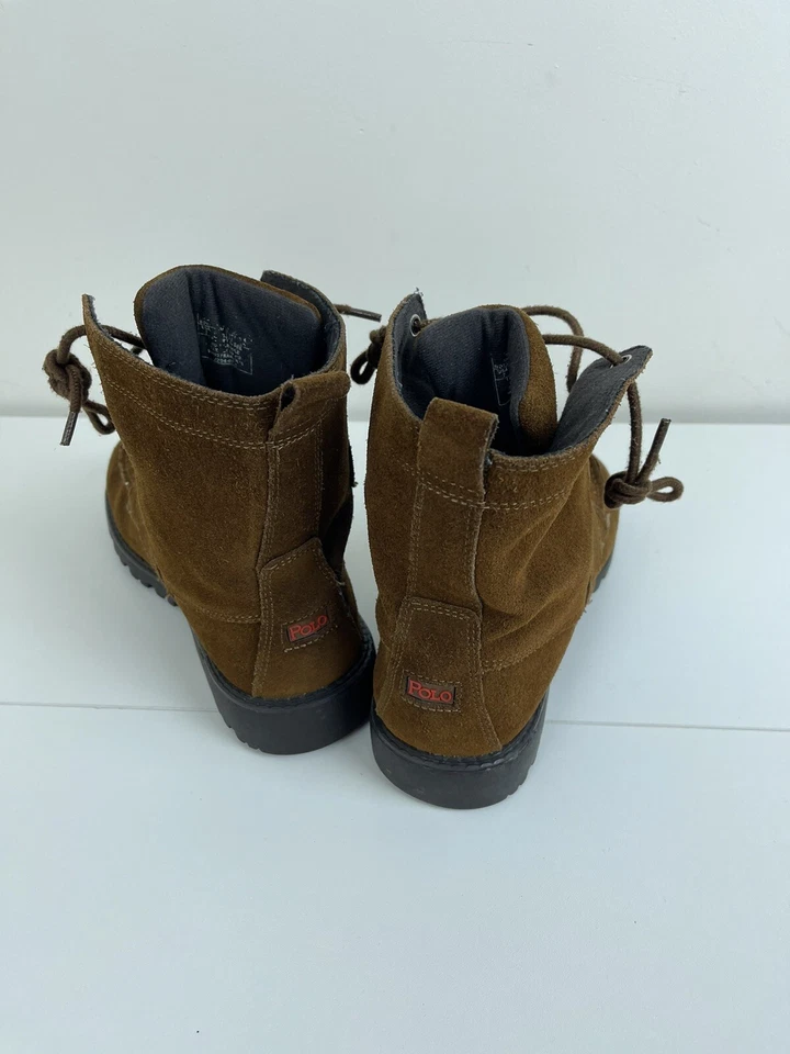 Ralph Lauren Polo Country Ranger Botas Marrón Gamuza Cuero De Colección Niños Talla 7 Foto 3 de 4