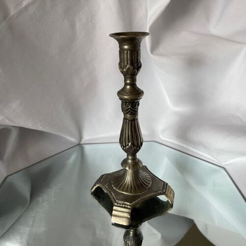 Vintage Style Silver Plated Brass Decorative Candle Stick - India - 8" - Picture 1 of 5