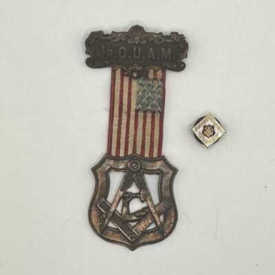 Jr.O.U.A.M. Medal & Beneficiary Pin - Rare - Vintage - Not Masonic -