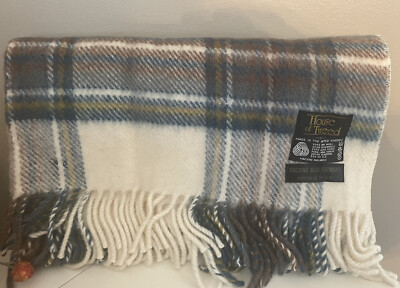 NEW/VNTG-HOUSE OF TWEED PURE WOOL BLANKET Woven in U.K.  30 x 48  Plus 2  Fringe