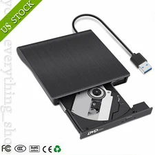 External Portable CD/DVD Drive Slim USB 3.0 Re-Writer Burner Reader RW Drive