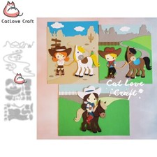 Cowboy Cowgirl Kids Boy Girl Horse Metal Cutting Dies Scrapbooking Card Craft