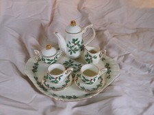 Miniature Christmas Holly Berries Tea Set; Formalities by Baum Bros.  DS 