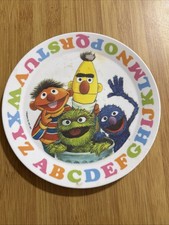 VTG Sesame Street Muppets Alphabet NHP Artisan Ware 1977 Melamine 8" plate 1b