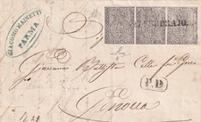 AAA13-Ducato Di Parma-Letter From Parma To Genoa With Stripe Of 3 From 10 Cents