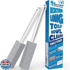 2 Pack Pumice Stone for Toilet Cleaning, Extra Long Handle for Removing Bowl