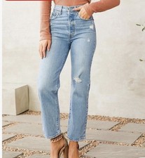 Levi  s Premium High Waist Ribcage Straight Ankle 27W x 27L Button Fly Med Blue