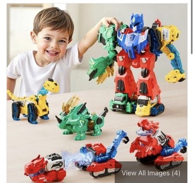 iPlay, iLearn Transforming Dinosaur Robot Magnetic Construction Truck Set 3+