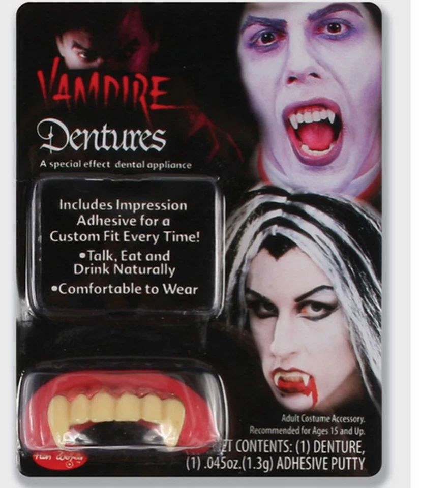 Accessoire De Déguisement Pour Adultes Dents De Vampire Halloween Dents Fausse - Photo 1/1