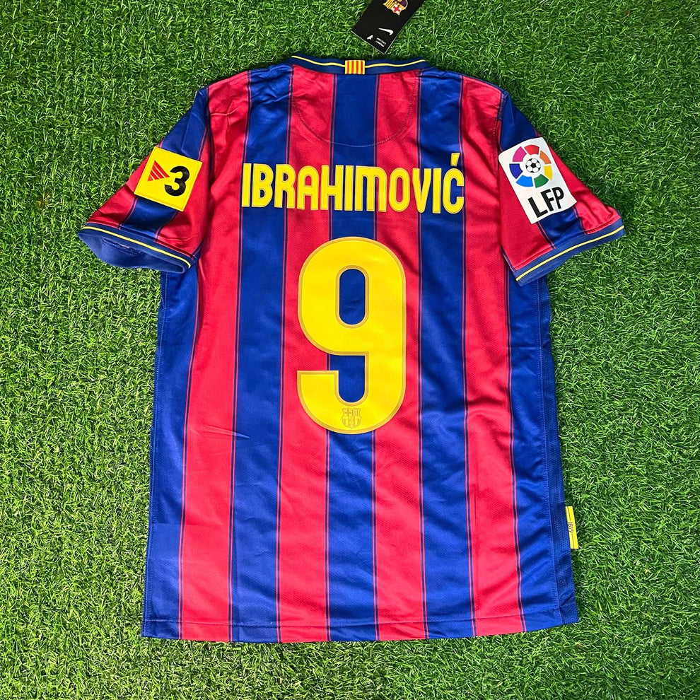 Ibrahimović 9 Barcelona Jersey 2009 2010 Size L Retro Football