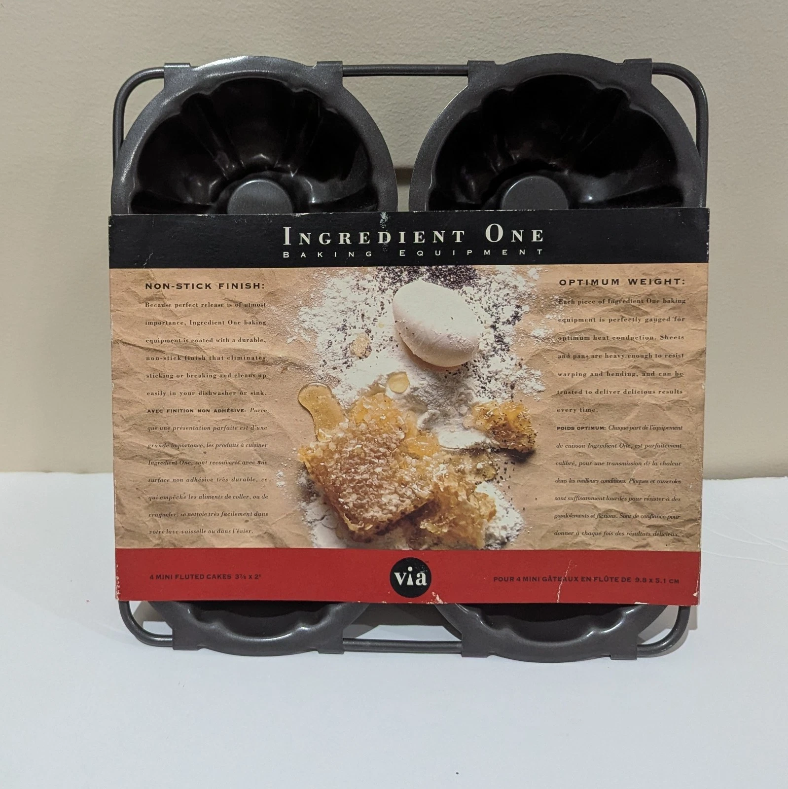NEW Ingredient One Non-Stick 4 Mini Cake Pan 3 7/8 X 2