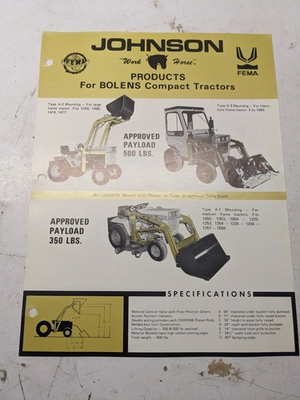 #ad JOHNSON WORK HORSE PRODUCTS BOLENS COMPACT TRACTOR ATTACHMENTS BROCURE $180.00