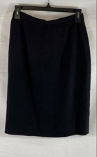 Vintage 90s Burberrys Women's Navy Blue 100% Wool Pencil Skirt Made in USA Sz 4